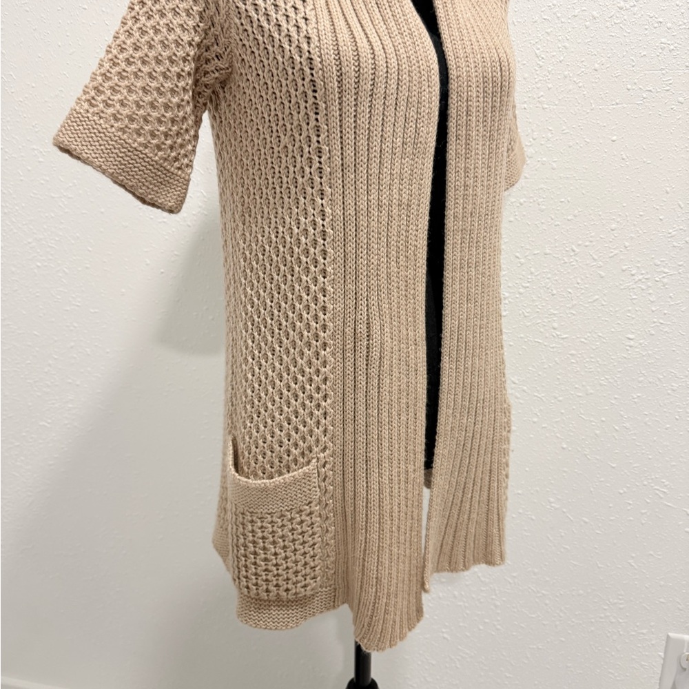Banana Republic wool alpaca blend Tan Open-Front Cardigan S - Picture 4 of 8
